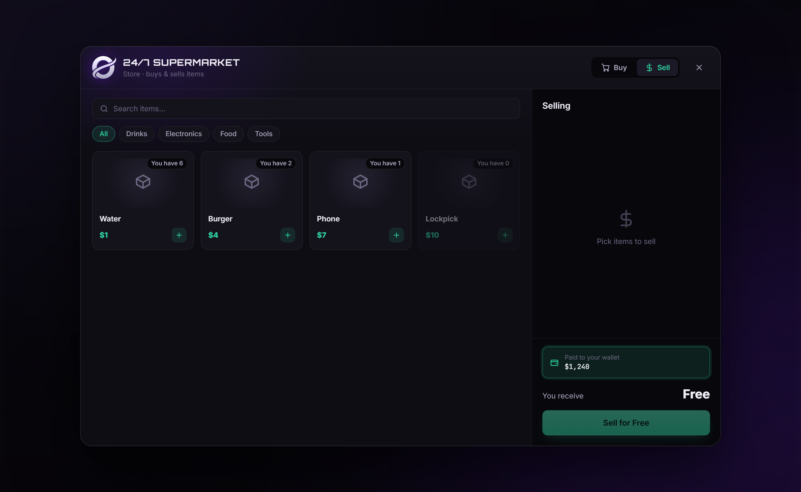 Sell mode